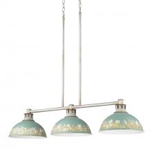  0865-3LP AGV-TEAL - Kinsley Linear Pendant in Aged Galvanized Steel with Antique Teal Shade